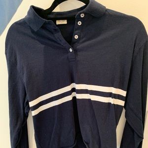 Brandy Melville navy striped long sleeve polo